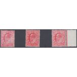 GREAT BRITAIN STAMPS : Small batch of 1d shades, Rose Carmine U/M,