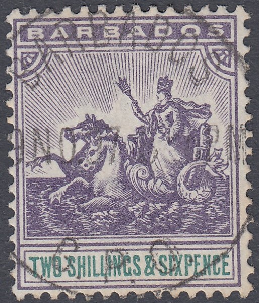 BARBADOS STAMPS 1903 2/6 Violet and Green,