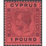 CYPRUS STAMPS 1924 £1 Purple and Black/Red,