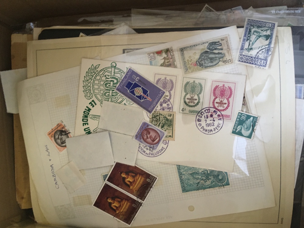 STAMPS FAR EAST, box with collections on album pages, in packets & stockcards etc. - Image 2 of 4