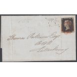 STAMPS PENNY BLACK : IRELAND, 1840 entire sent from Derry to Letterkenny,