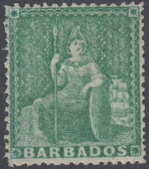 BARBADOS STAMPS 1861 1/2d Deep Green,