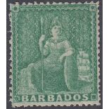 BARBADOS STAMPS 1861 1/2d Deep Green,