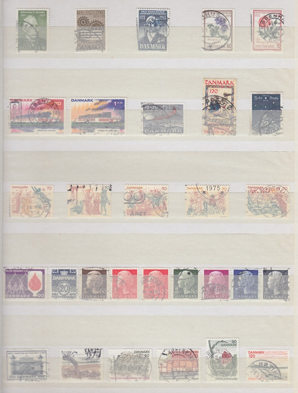 DENMARK STAMPS Useful used collection from 1970 to 1999, looks to be pretty complete,