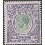 ANTIGUA STAMPS 1913 5/- Grey Green and Violet mounted mint SG 51