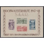 SAAR STAMPS 1948 Flood Disaster Fund, U/M imperf minature sheet, SG MS255a.