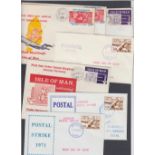 POSTAL HISTORY Isle of Mann Strike Mail covers 1971 (7 covers)