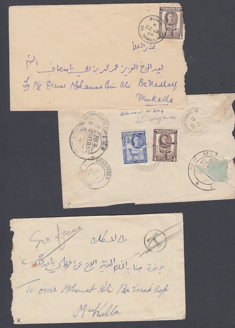 POSTAL HISTORY BRITISH SOMALILAND, three