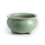 A CHINESE CELADON GLAZED CENSER, PROBABLY 18TH CENTURY