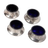 A SET OF FOUR GEORGE V SILVER SALT CELLARS, LEVI & SALAMAN, BIRMINGHAM, 1925