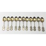 A SET OF ELEVEN CHINESE SILVER TEASPOONS, FOOK SHING, HONG KONG, EARLY 20TH CENTURY