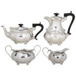 A GEORGE V SILVER FOUR-PIECE TEA SET, JOSEPH GLOSTER LTD., BIRMINGHAM, 1915