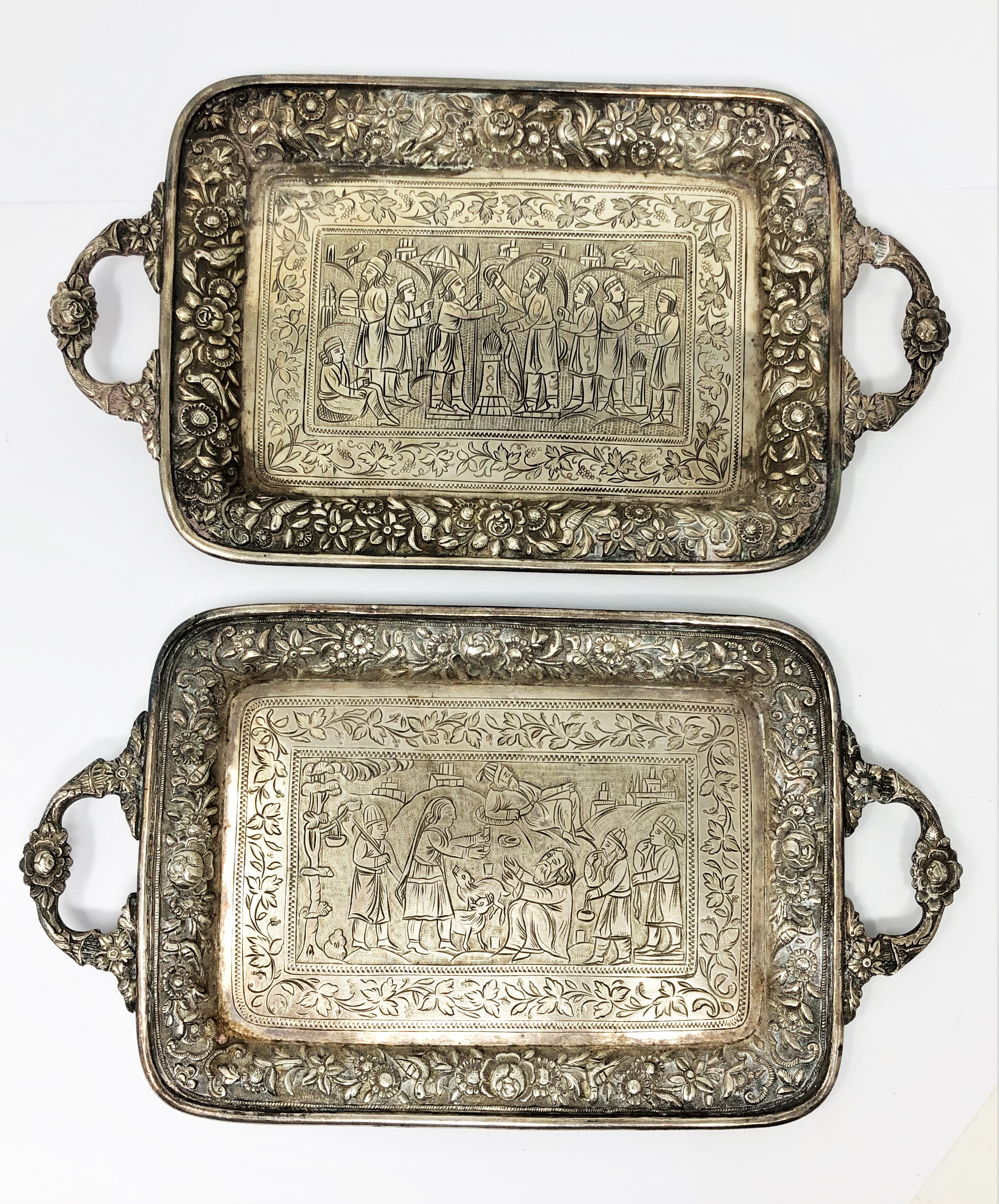 A PAIR OF MINIATURE SILVER TRAYS, PERSIA, CIRCA 1900