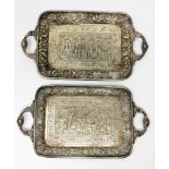 A PAIR OF MINIATURE SILVER TRAYS, PERSIA, CIRCA 1900
