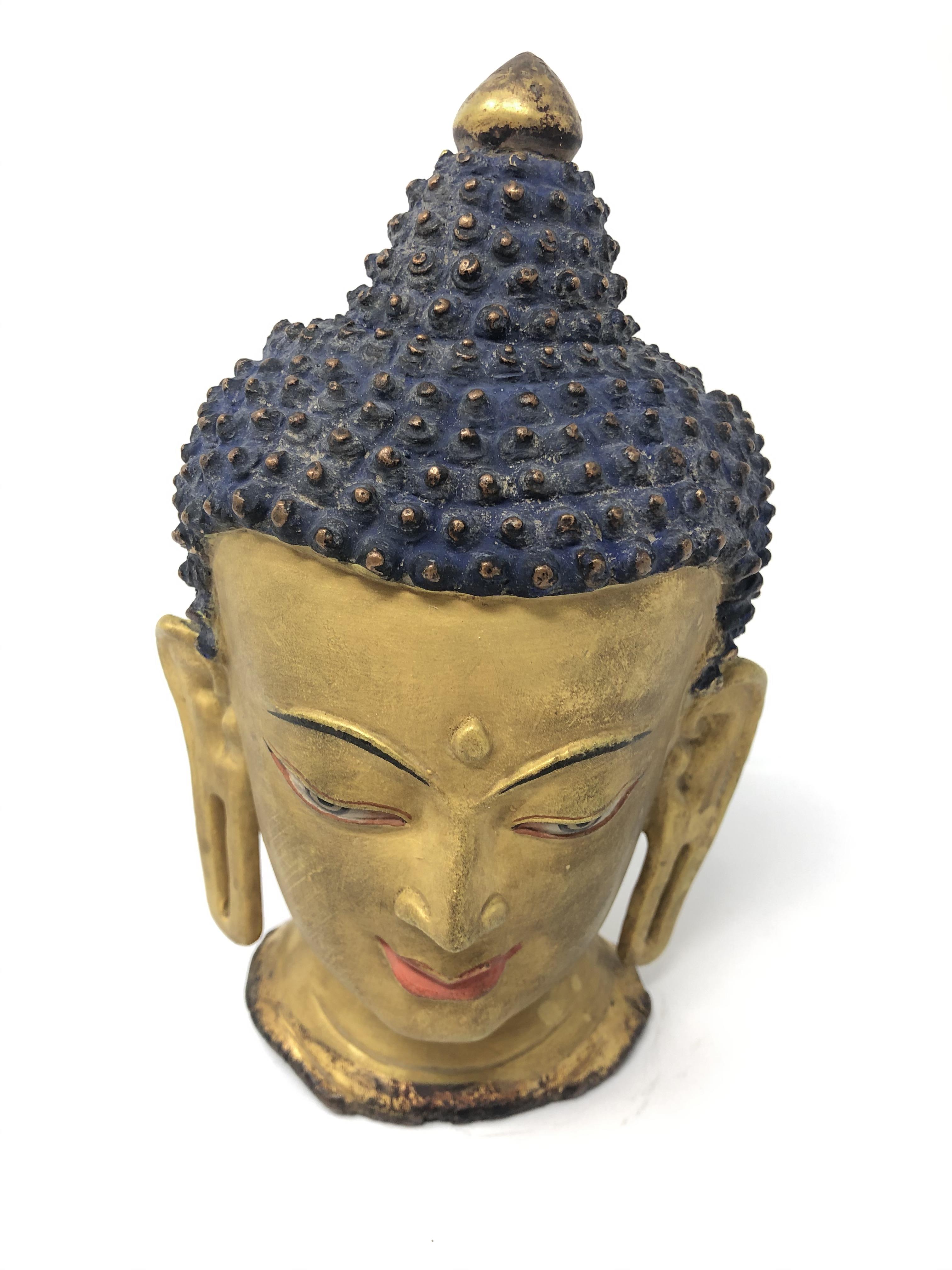 A BRONZE GILT-BRONZE HEAD OF BUDDHA, TIBET, 19TH CENTURY - Image 5 of 6