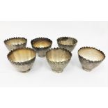 A SET OF SIX SILVER COFFEE CUP HOLDERS (ZARF), PERSIA, CIRCA 1900