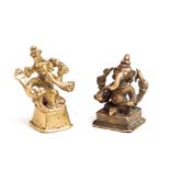 TWO SMALL BRONZE FIGURES OF GANESHA, WESTERN DECCAN, INDIA, 18TH / 19TH CENTURY