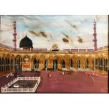 TWO REVERSE GLASS PAINTINGS OF THE MOSQUE AT MEDINA, PROBABLY INDIA, 20TH CENTURY