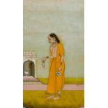 A WOMAN WORSHIPPING AT A SIVA SHRINE, ATTRIBUTED TO USTAD MURAD, BIKANER, RAJASTHAN, INDIA, EARLY 18