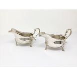 A PAIR OF GEORGE V SILVER SAUCEBOATS, MAKER~S MARK T&J.P, BIRMINGHAM, 1924