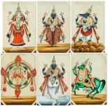 SIX COMPANY SCHOOL PAINTINGS OF FORMS OF VISHNU, TRICHINOPOLY (TIRUCHIRAPALLI), SOUTH INDIA, MID 19T