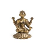 A GILT-BRONZE FIGURE OF LAKSHMI, ORISSA, EASTERN INDIA, 19TH CENTURY