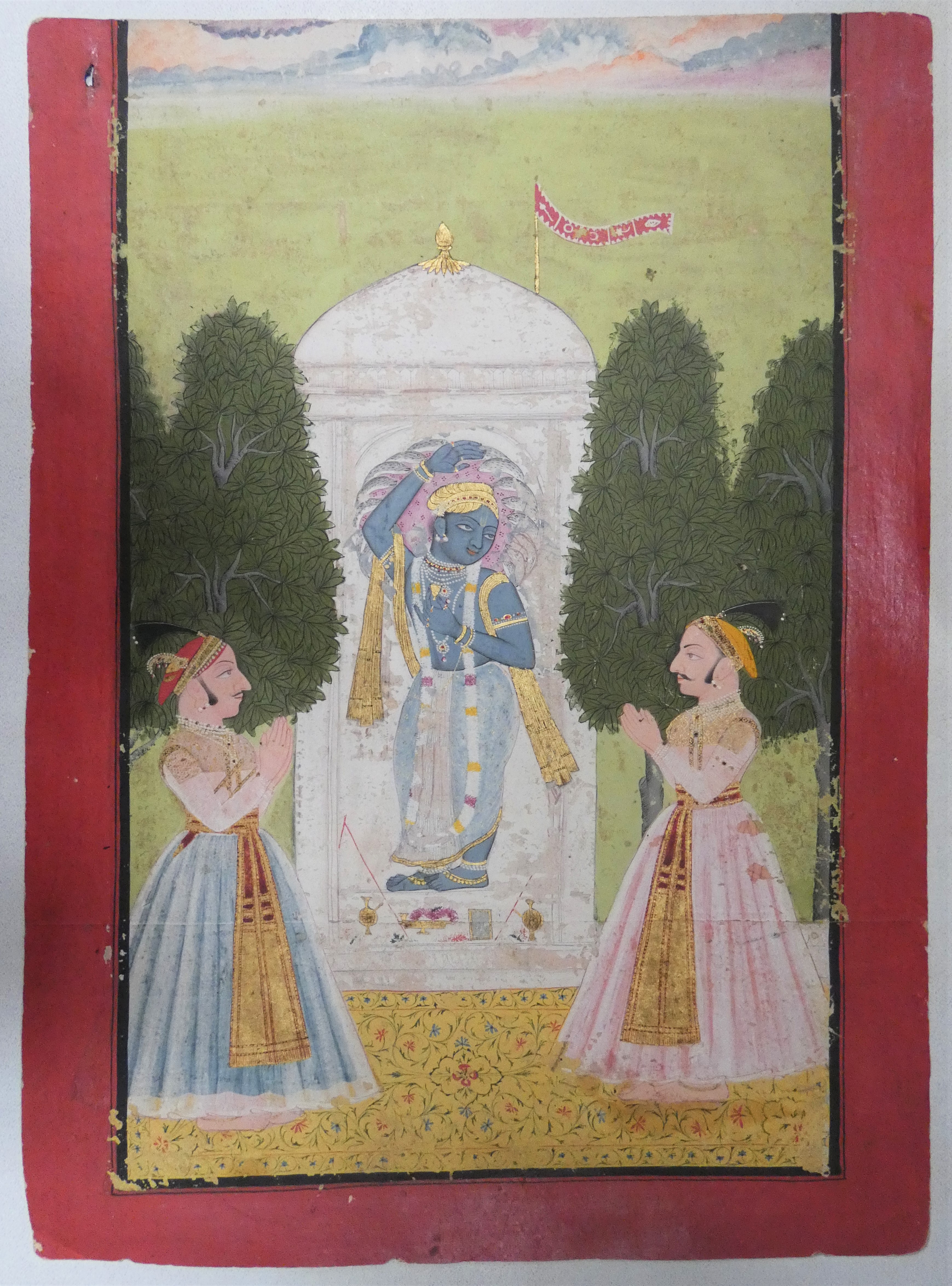 A MEWAR PAINTING OF DEVOTEES OF VISHNU, UDAIPUR, RAJASTHAN, INDIA, LATE 18TH CENTURY - Image 3 of 3