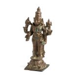 A BRONZE FIGURE OF VISHNU, TAMIL NADU, SOUTH INDIA, 19TH CENTURY