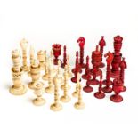 ˜AN ANGLO-INDIAN IVORY CHESS SET, BERHAMPORE, SECOND QUARTER 19TH CENTURY