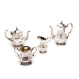 ˜A VICTORIAN ELECTROPLATE FOUR-PIECE TEA AND COFFEE SET, JAMES DIXON & SONS, SHEFFIELD, CIRCA 1855