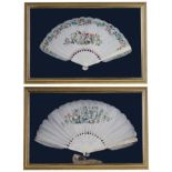 ˜TWO CHINESE IVORY FANS, PROBABLY CANTON, CIRCA 1900