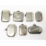 A COLLECTION OF SIX ENGLISH SILVER VESTA CASES, VARIOUS MAKERS