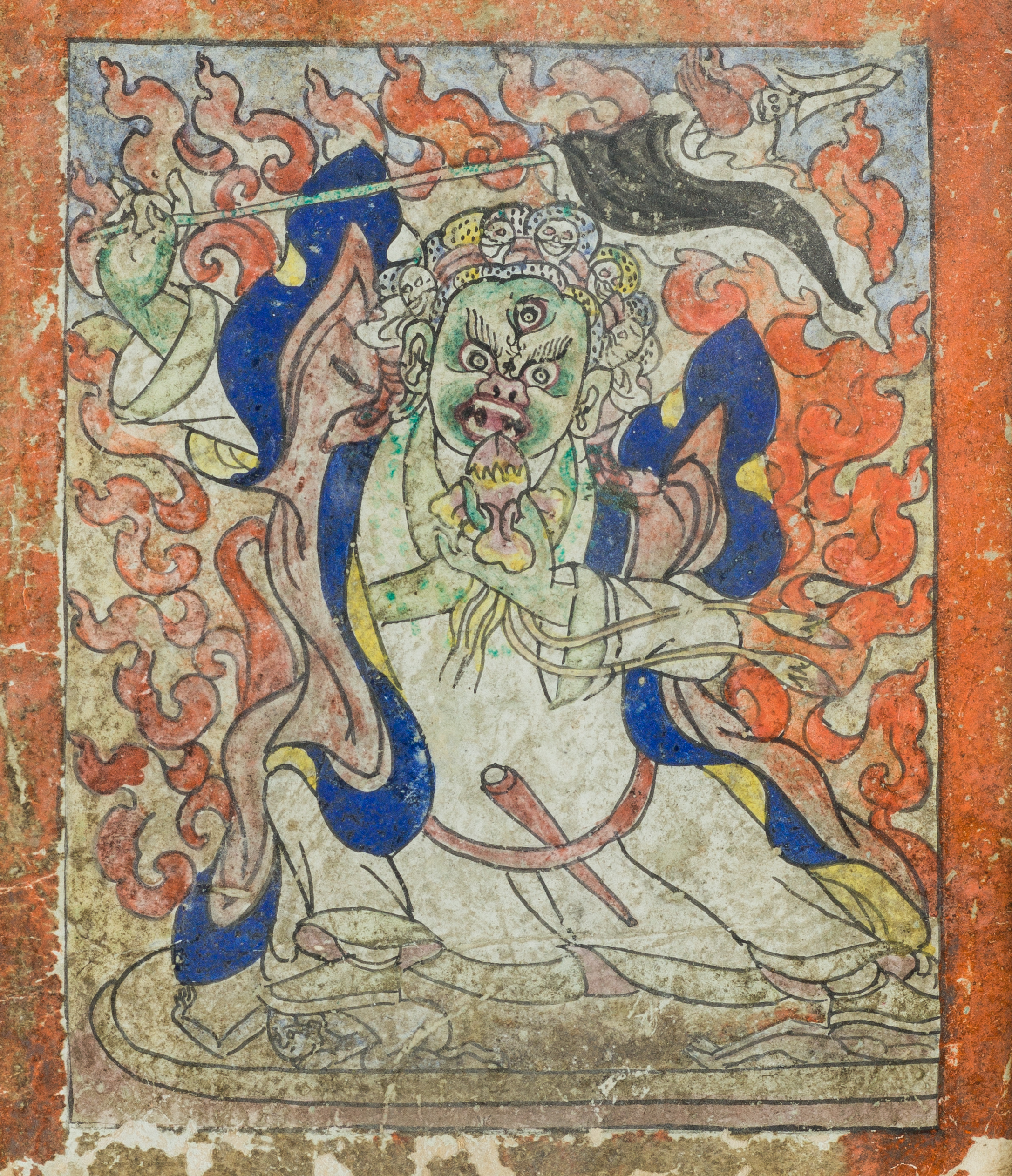 A TSAKLI DEPICTING A DHARMAPALA, TIBET, 19TH CENTURY