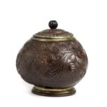 A CARVED COCONUT JAR, SRI LANKA, LATE 19TH CENTURY