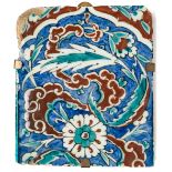 AN IZNIK BORDER TILE FRAGMENT, OTTOMAN ANATOLIA, LATE 16TH CENTURY