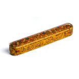 A PAINTED AND LACQUERED PAPIER MACHE PEN BOX (QALAMDAN), KASHMIR, 19TH CENTURY