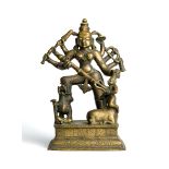 A BRONZE FIGURE OF DURGA MAHISASURAMARDINI, DECCAN, SOUTHERN INDIA, 18TH CENTURY