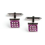 PAIR OF RUBY AND DIAMOND CUFFLINKS