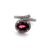 RED SPINEL, DIAMOND AND PLATINUM DRESS RING, BOODLES