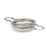 A GEORGE III SILVER LEMON STRAINER, MAKER'S MARK IS.AN (GRIMWADE 3689), LONDON, 1765