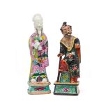 TWO CHINESE FAMILLE-ROSE FIGURES, 18TH CENTURY