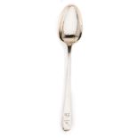 AN IRISH GEORGE III SILVER GRAVY SPOON, SAMUEL NEVILLE, DUBLIN, 1801