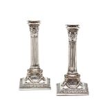 A PAIR OF VICTORIAN SILVER DESK CANDLESTICKS, MARTIN, HALL & CO. LTD., SHEFFIELD, 1896