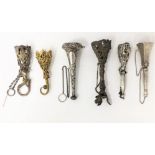 A COLLECTION OF SIX VICTORIAN POSY HOLDERS, PROBABLY BIRMINGHAM, LATE 19TH CENTURY