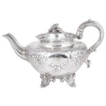 A VICTORIAN SILVER BACHELOR'S TEAPOT, HENRY HOLLAND & SON, LONDON, 1860