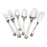 A SET OF VICTORIAN TABLE SILVER, G.W. ADAMS FOR CHAWNER & CO., LONDON, 1860