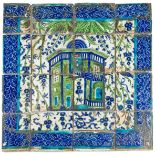 PART OF A DAMASCUS TILE PANEL DEPICTING A GARDEN PAVILION, OTTOMAN SYRIA, CIRCA 1600