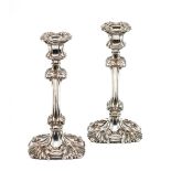 A PAIR OF VICTORIAN SILVER CANDLESTICKS, HENRY WILKINSON & CO., SHEFFIELD, 1837