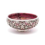 A FABERGE JEWELLED SILVER-MOUNTED RHODONITE BOWL, WORKMASTER JULIUS RAPPOPORT, ST PETERSBURG, 1899-1