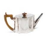 A GEORGE III SILVER TEAPOT, ALDRIDGE & GREEN, LONDON, 1782